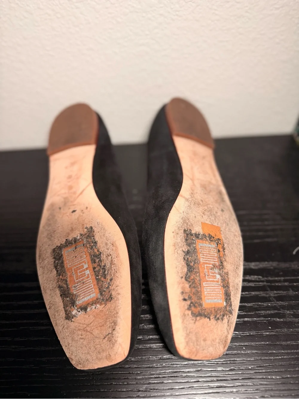 Tory Burch Black Suede Logo Plaque Ballet Flats